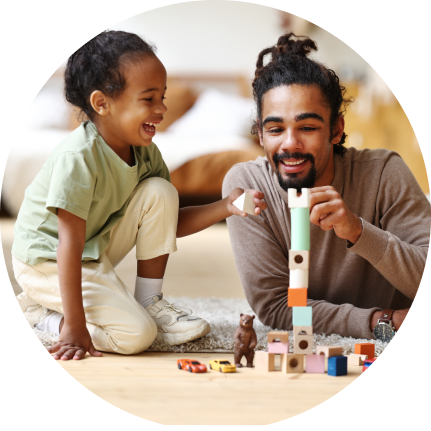 Father and son playing