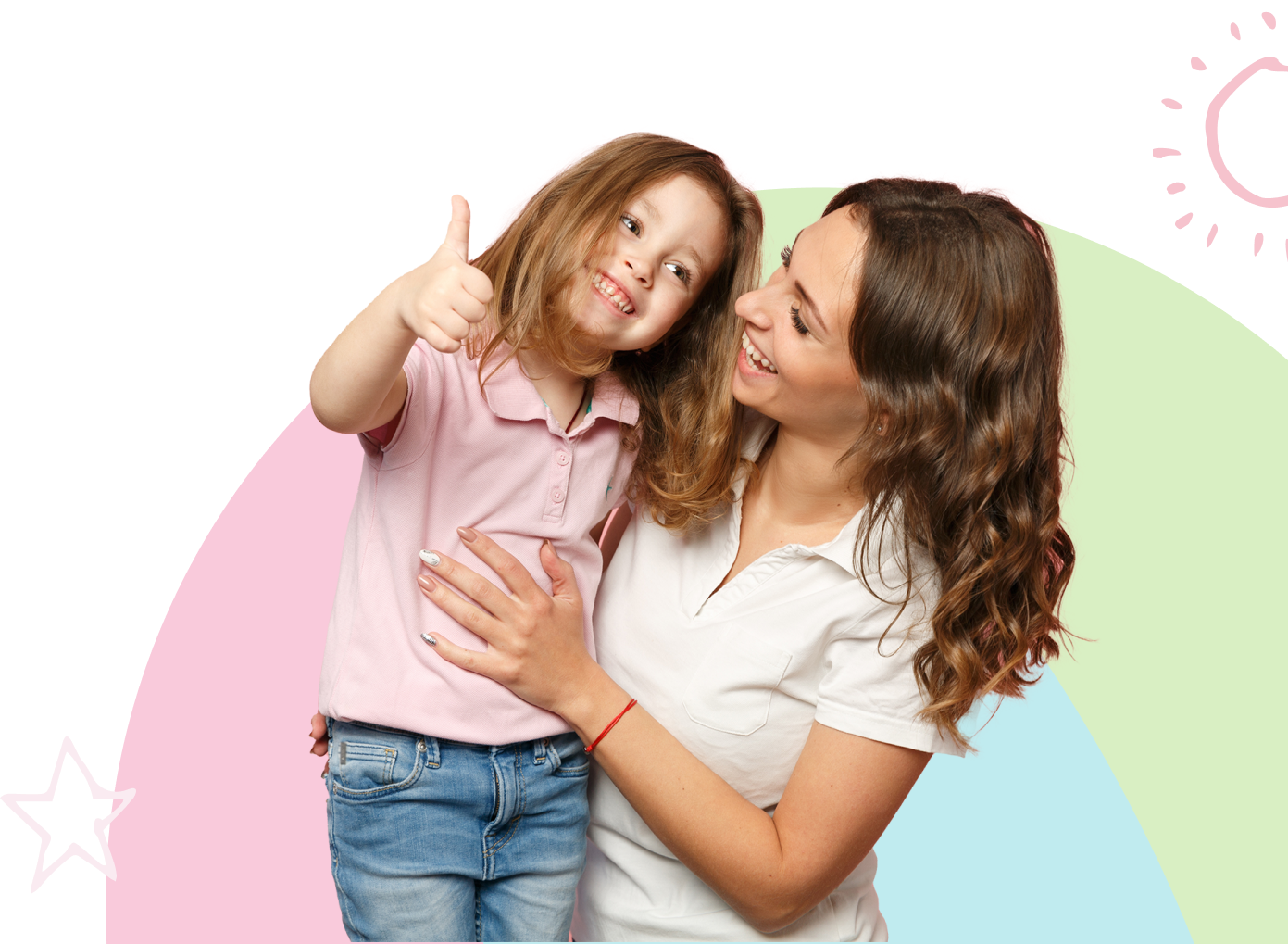 Mother and daughter smiling